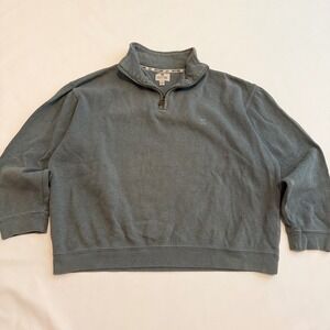 Solitude Quarter Zip Pullover Men Size M Blue Green Cotton Ribbed Palm Logo